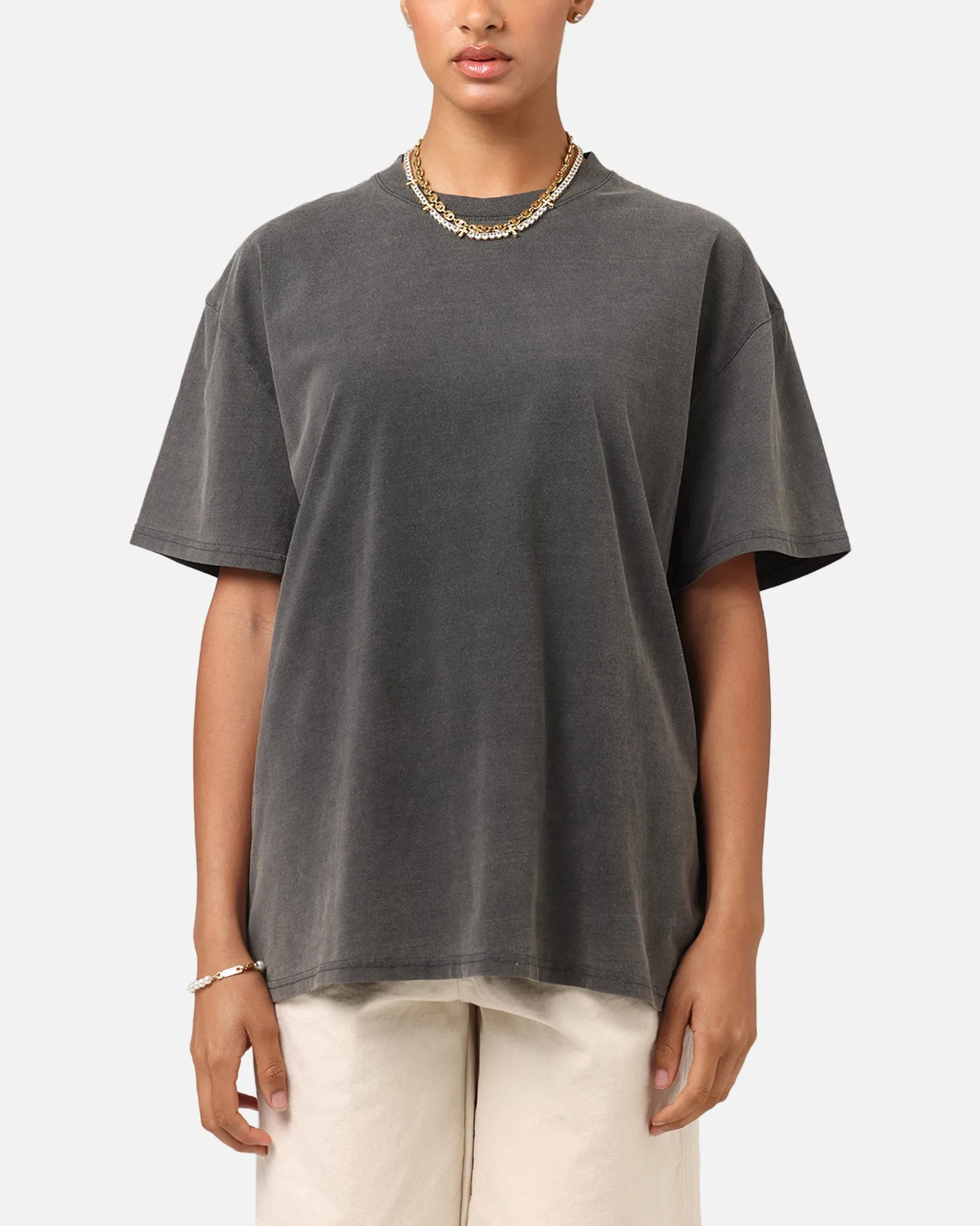Smooth Flatlock Stitching Premium Cotton Blend Culture Kings Boxy T-Shirt Black Wash