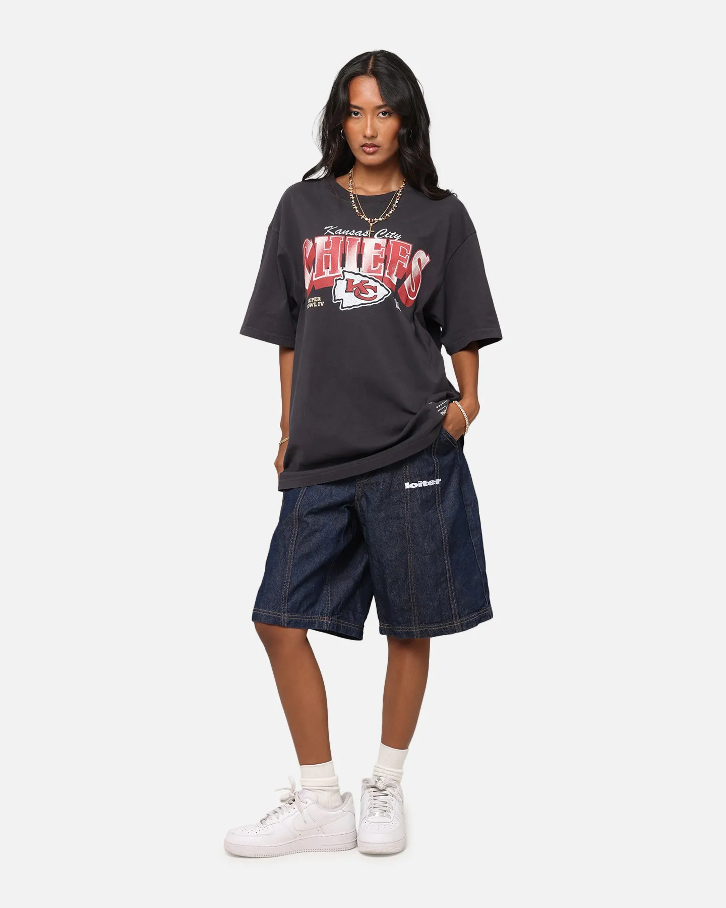 Durable Knit Structure Holiday Style Trend Mitchell & Ness Kansas City Chiefs Arch T-Shirt Faded Black