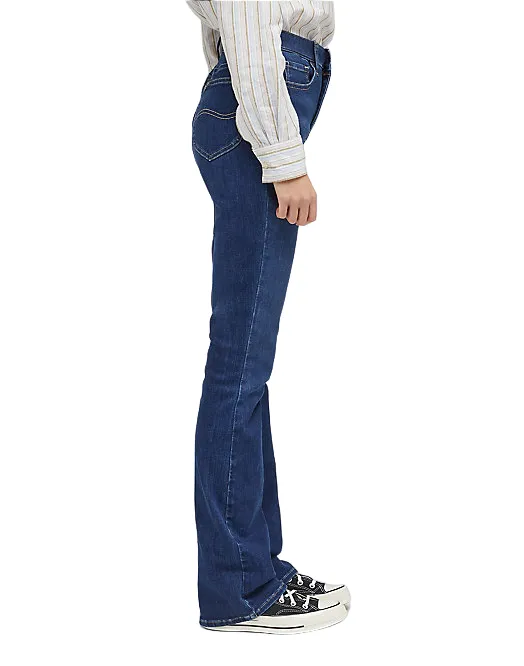 Textured Loose Luxury Lee pantalone jeans da donna ultra comfort a zampa 112333221 eclipse