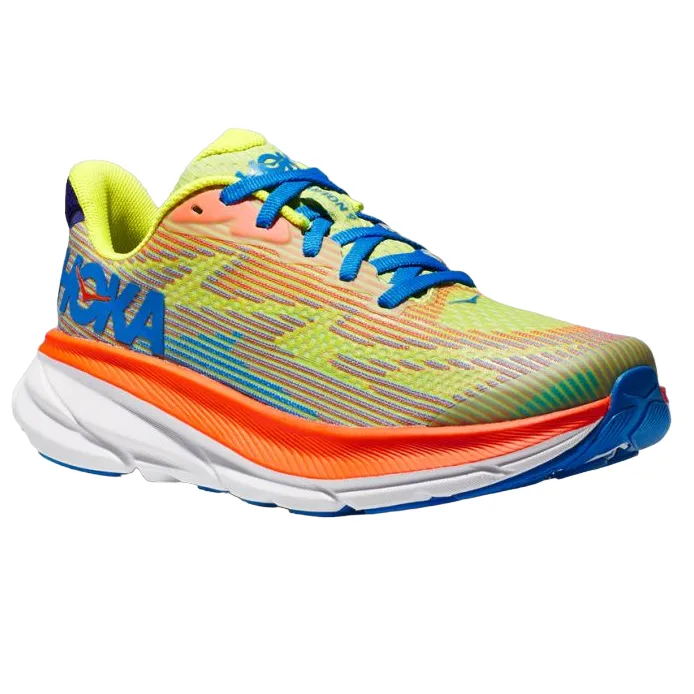 scratch - resistant - finish - toughness shoes Elastic cuffs Hoka One One scarpa da corsa da ragazzo Clifton 9 1131170/EPVO arancio-giallo-azzurro