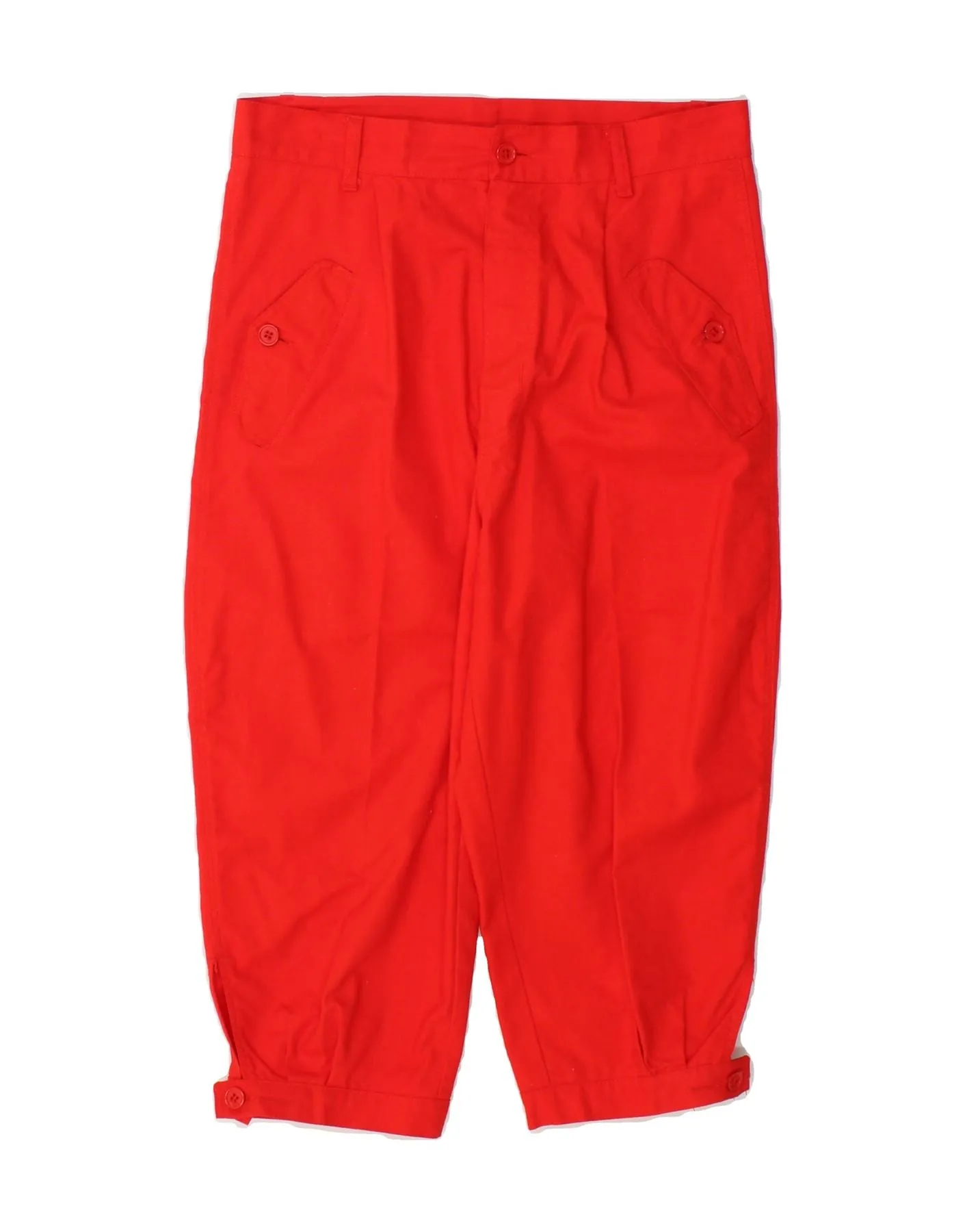 Weekend Outfit Faux Leather VINTAGE Womens High Waist Bermuda Shorts EU 40 Medium W28  Red Cotton
