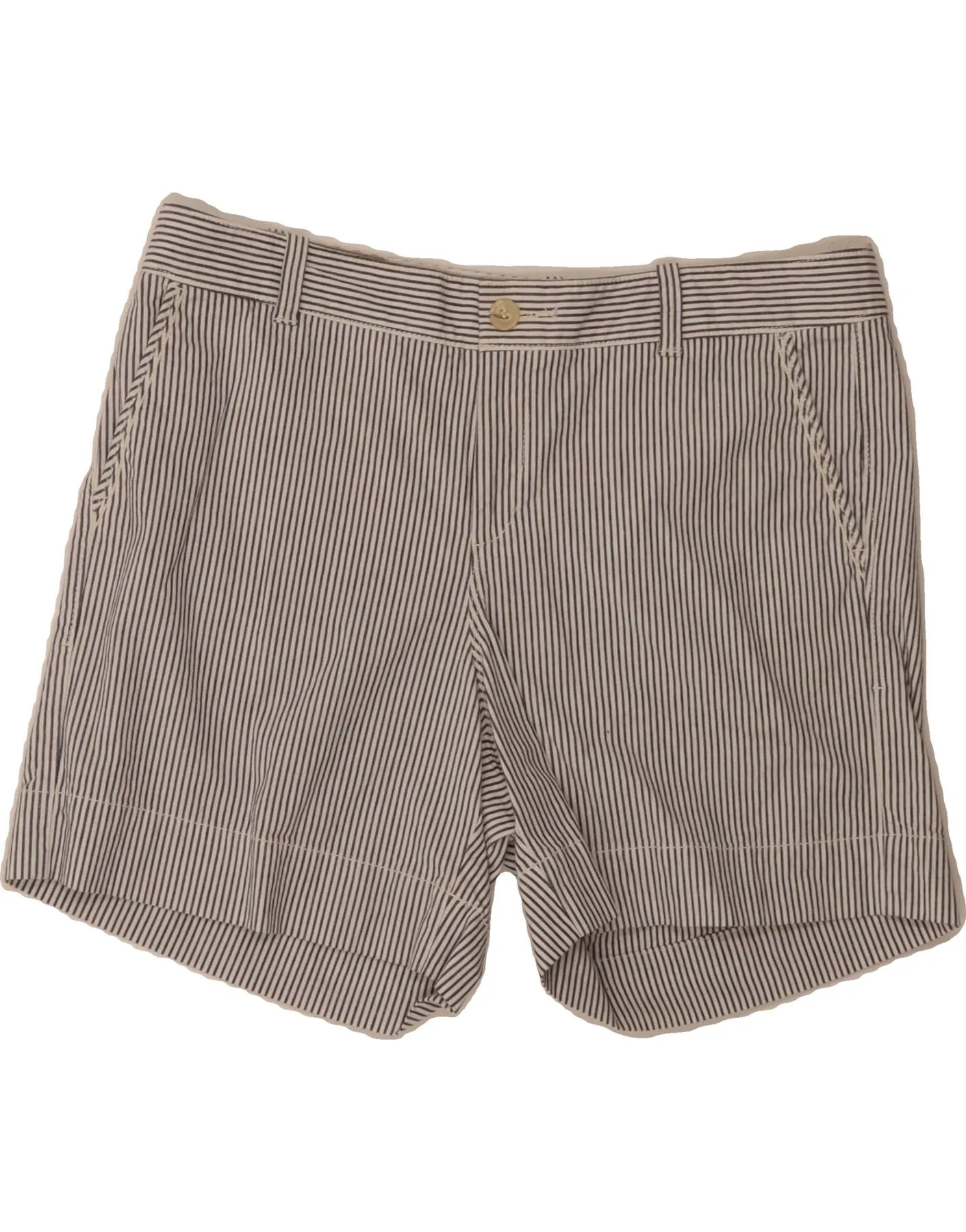 DOCKERS Womens Chino Shorts US 14 XL W36 Grey Pinstripe Cotton Chill Comfort Design