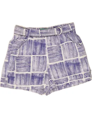 Stay Flexible Quick Fit Design BENETTON Womens High Waist Hot Pants Medium W30 Blue Geometric Linen