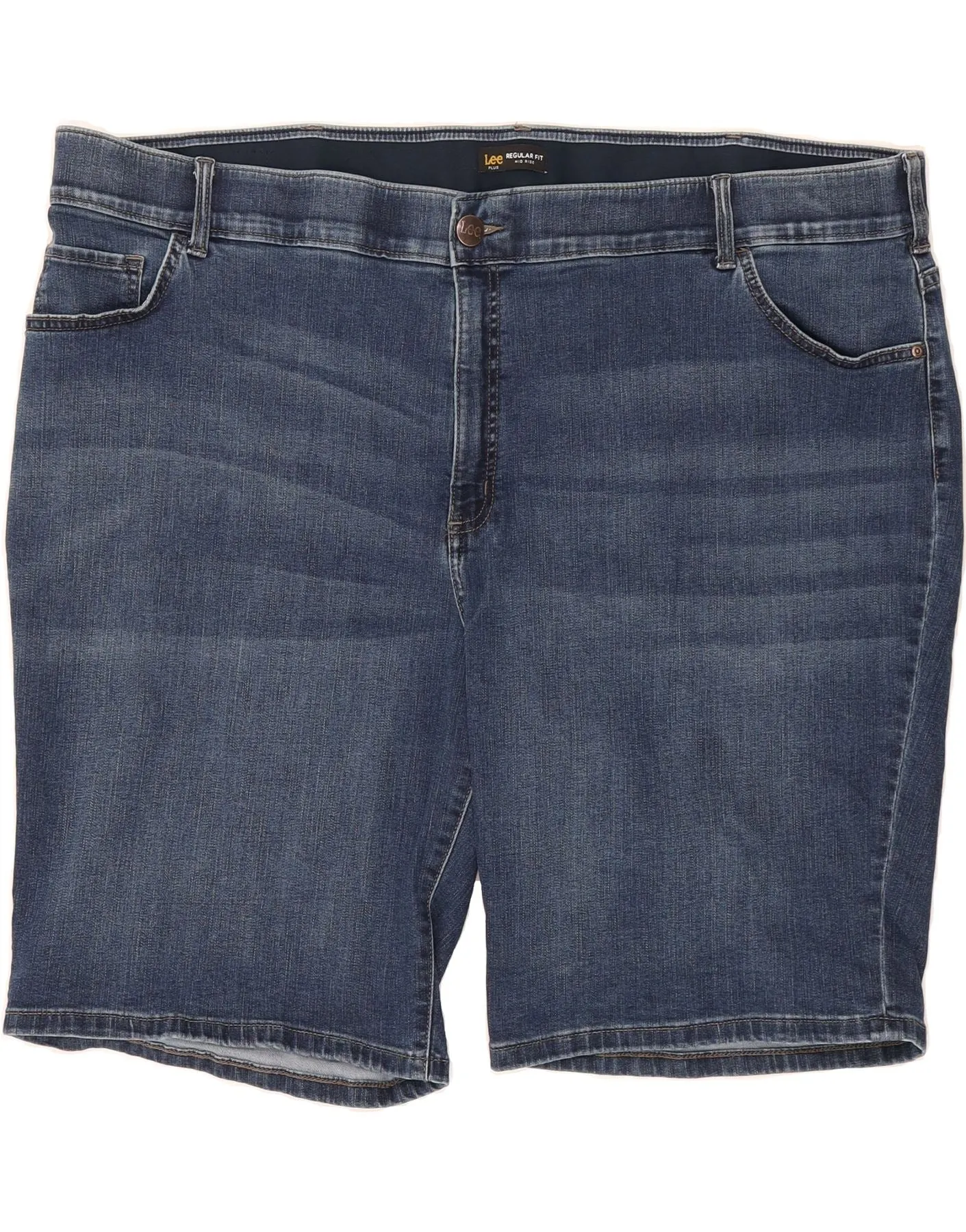 Effortless Fit LEE Womens Mid Rise Regular Fit Denim Shorts W50 6XL Blue Cotton