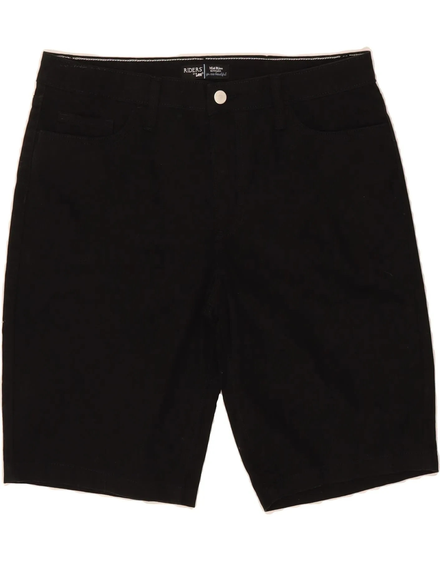 spring shorts Tear Resistant Panels LEE Womens Riders Mid Rise Bermuda Shorts US 14 XL W34  Black Cotton