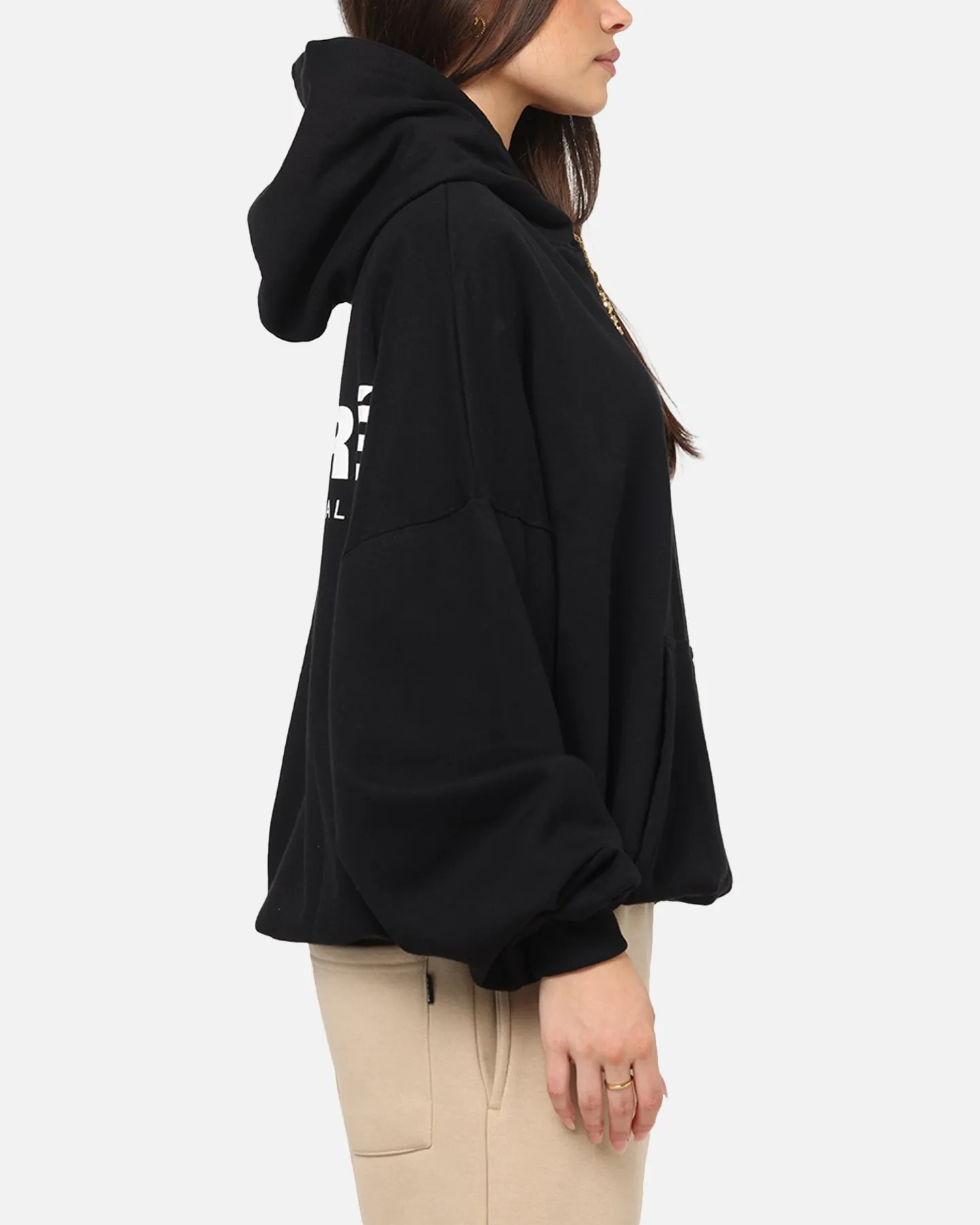Hidden Pocket Compartments Carre International Hoodie Black