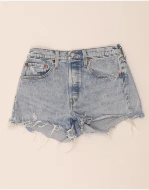Functional Waist Crisp Texture LEVI'S Womens 501 Denim Shorts W26 Small Blue Cotton