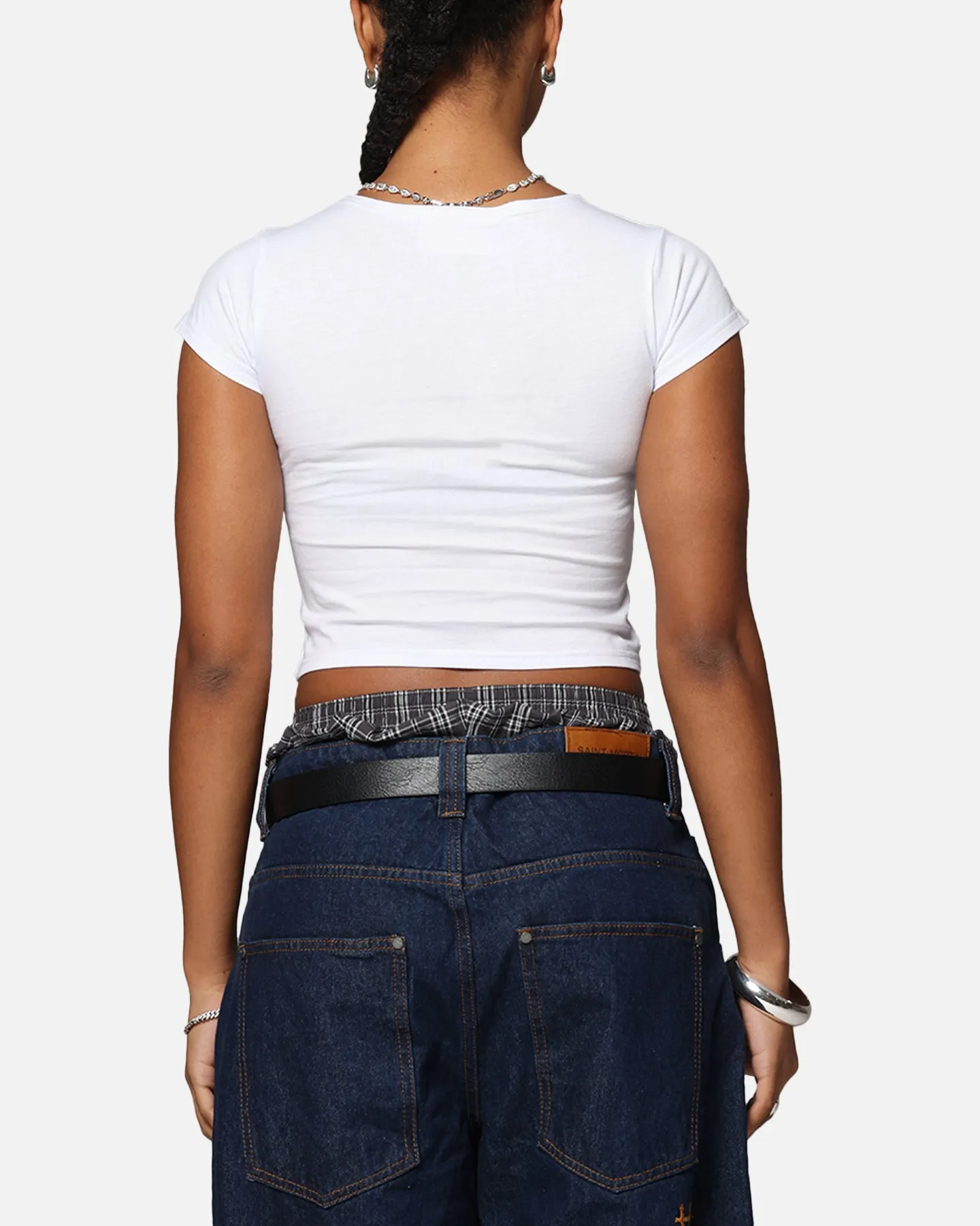 Street Comfort Style Ed Hardy Women's Distressed Logo Baby T-Shirt White