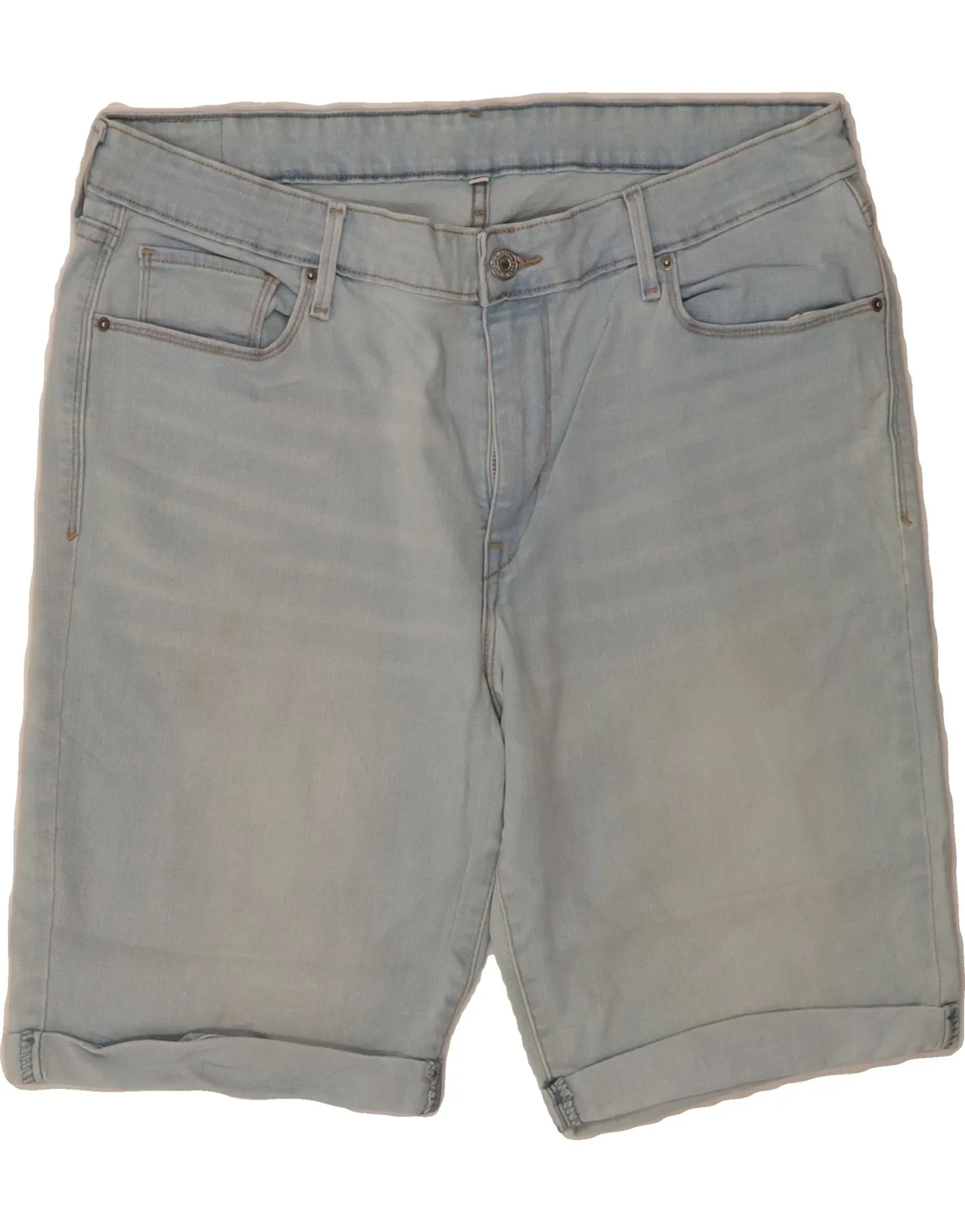 LEVI'S Womens High Waist Denim Shorts W33 Large  Blue Cotton Stretch Tech