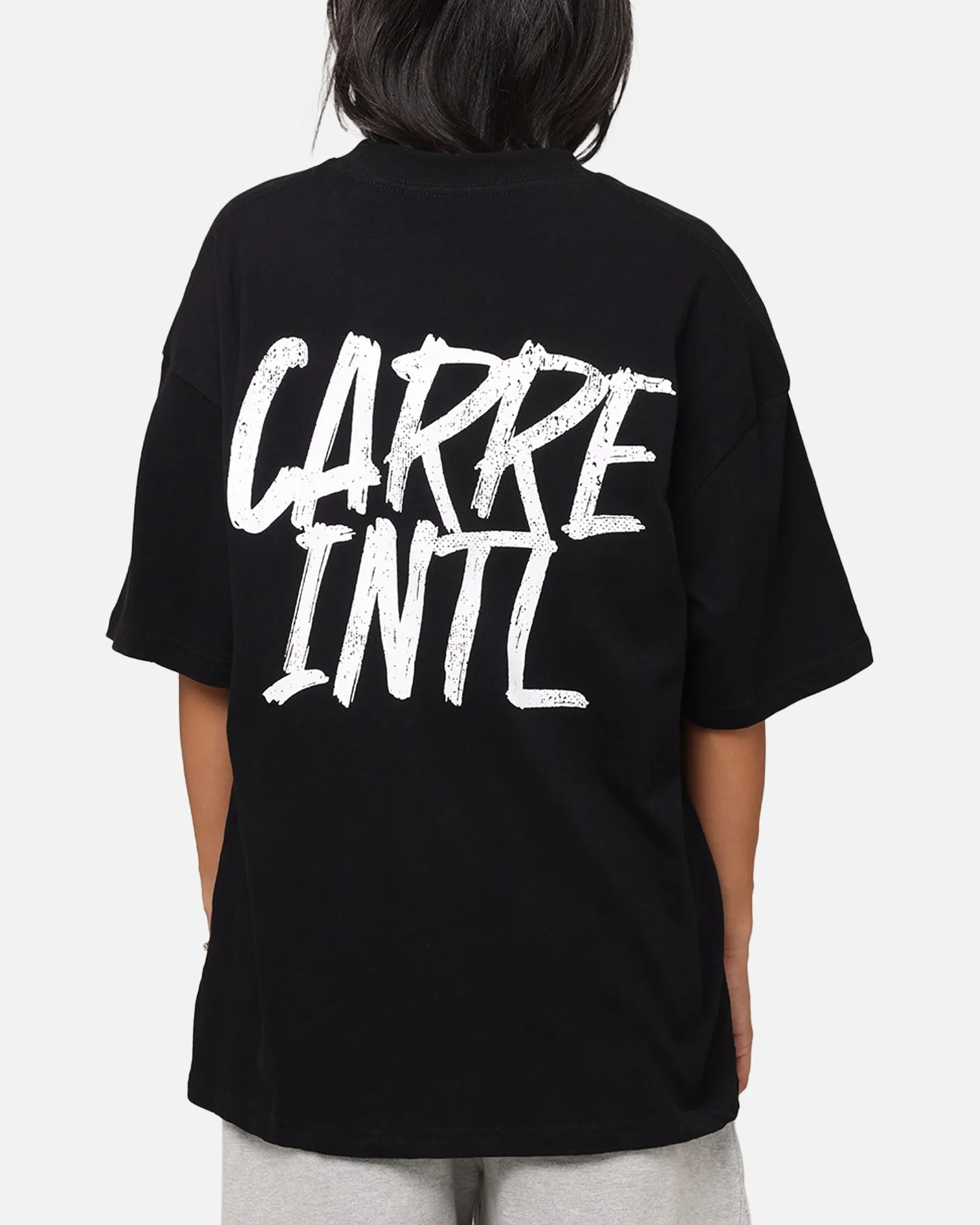 Stylish Layering Carre Intl Drop Shoulder T-Shirt Black
