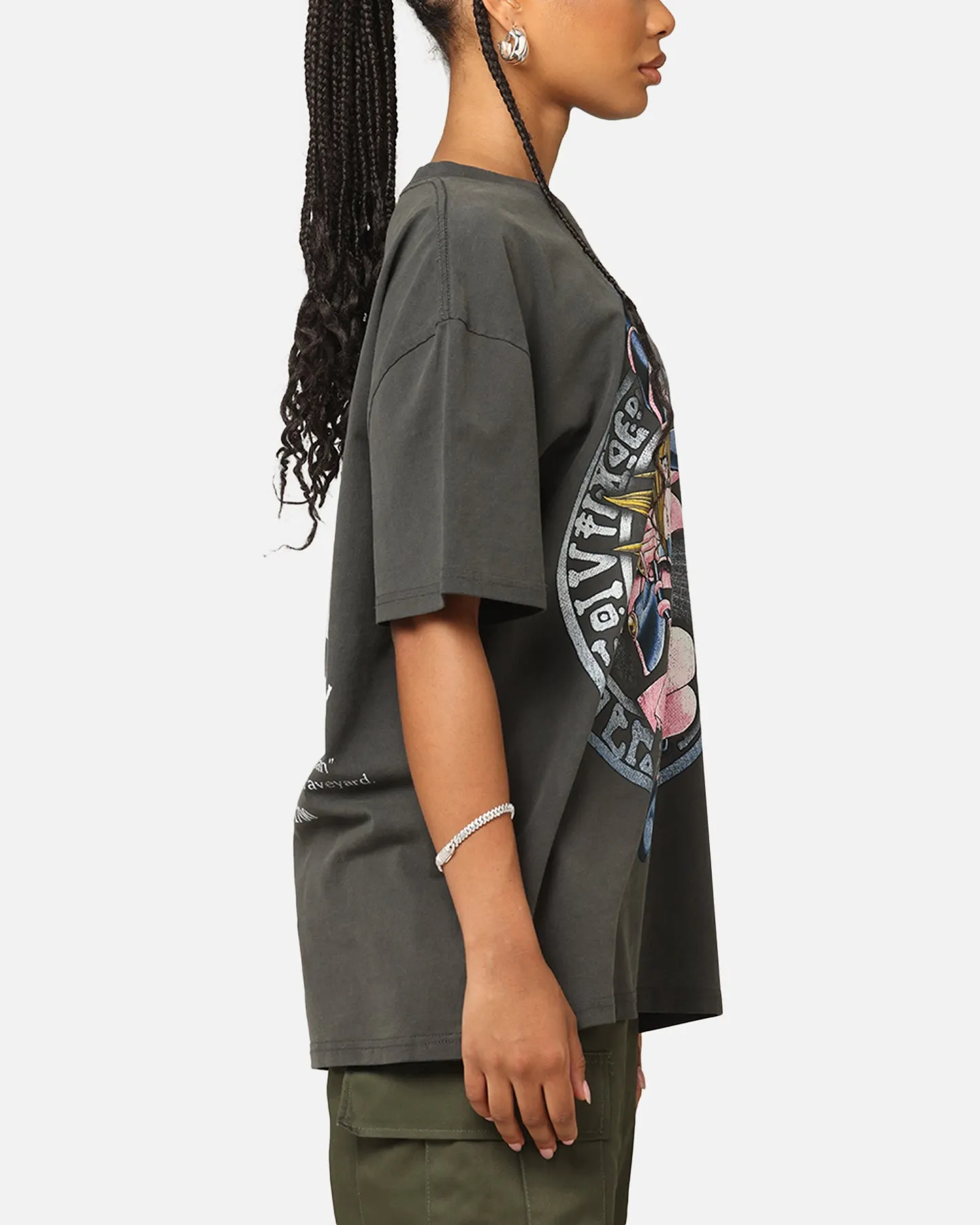Goat Crew X Yu-Gi-Oh! Dark Magician Girl Card Heavy T-Shirt Black Wash Circular Knit Construction