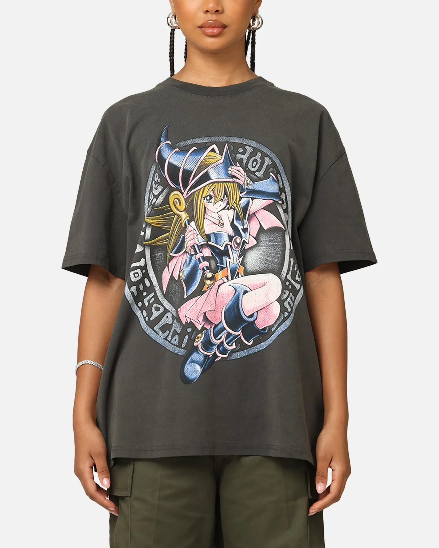Goat Crew X Yu-Gi-Oh! Dark Magician Girl Card Heavy T-Shirt Black Wash Summer Casual