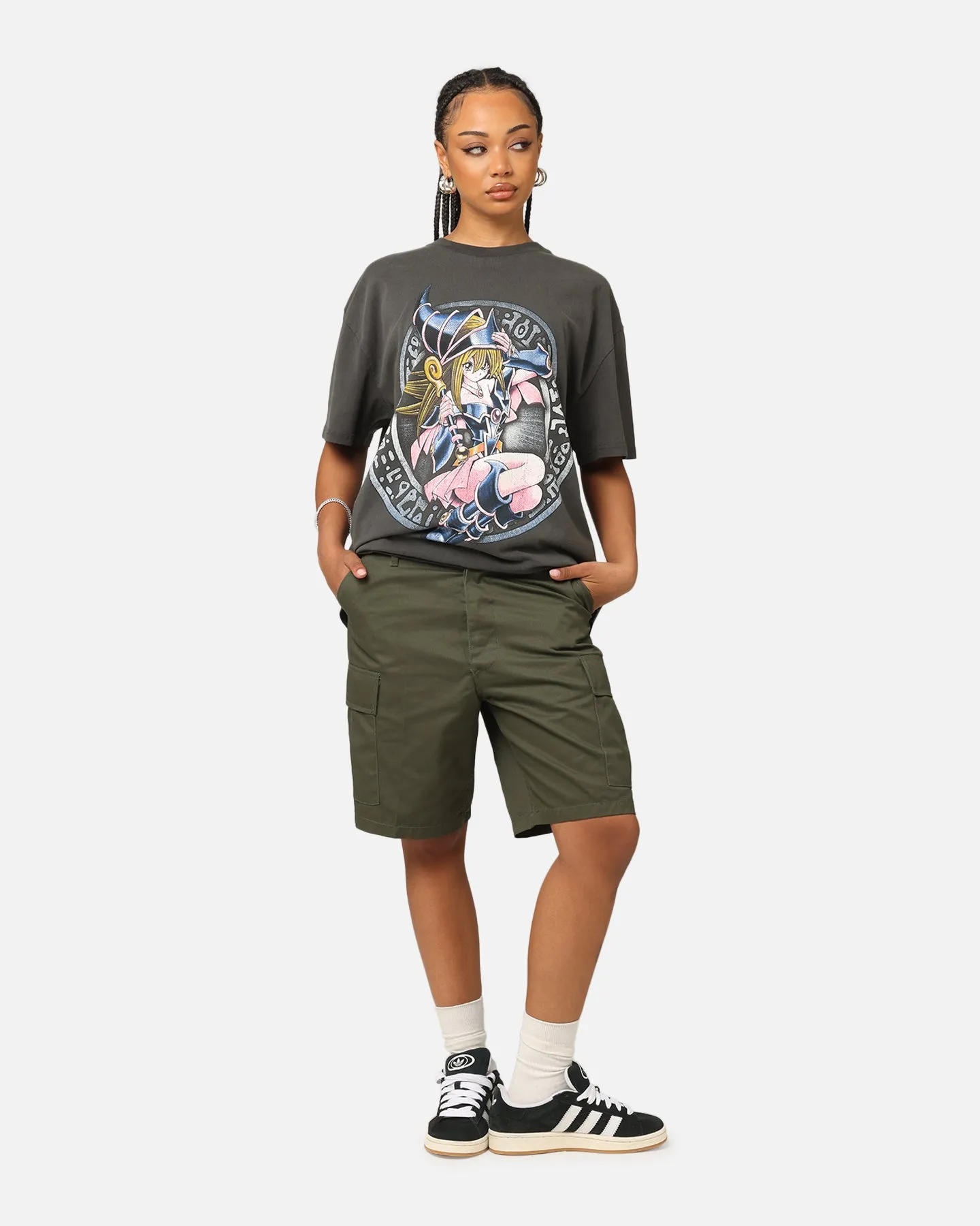 FadeResistantPrint Goat Crew X Yu-Gi-Oh! Dark Magician Girl Card Heavy T-Shirt Black Wash