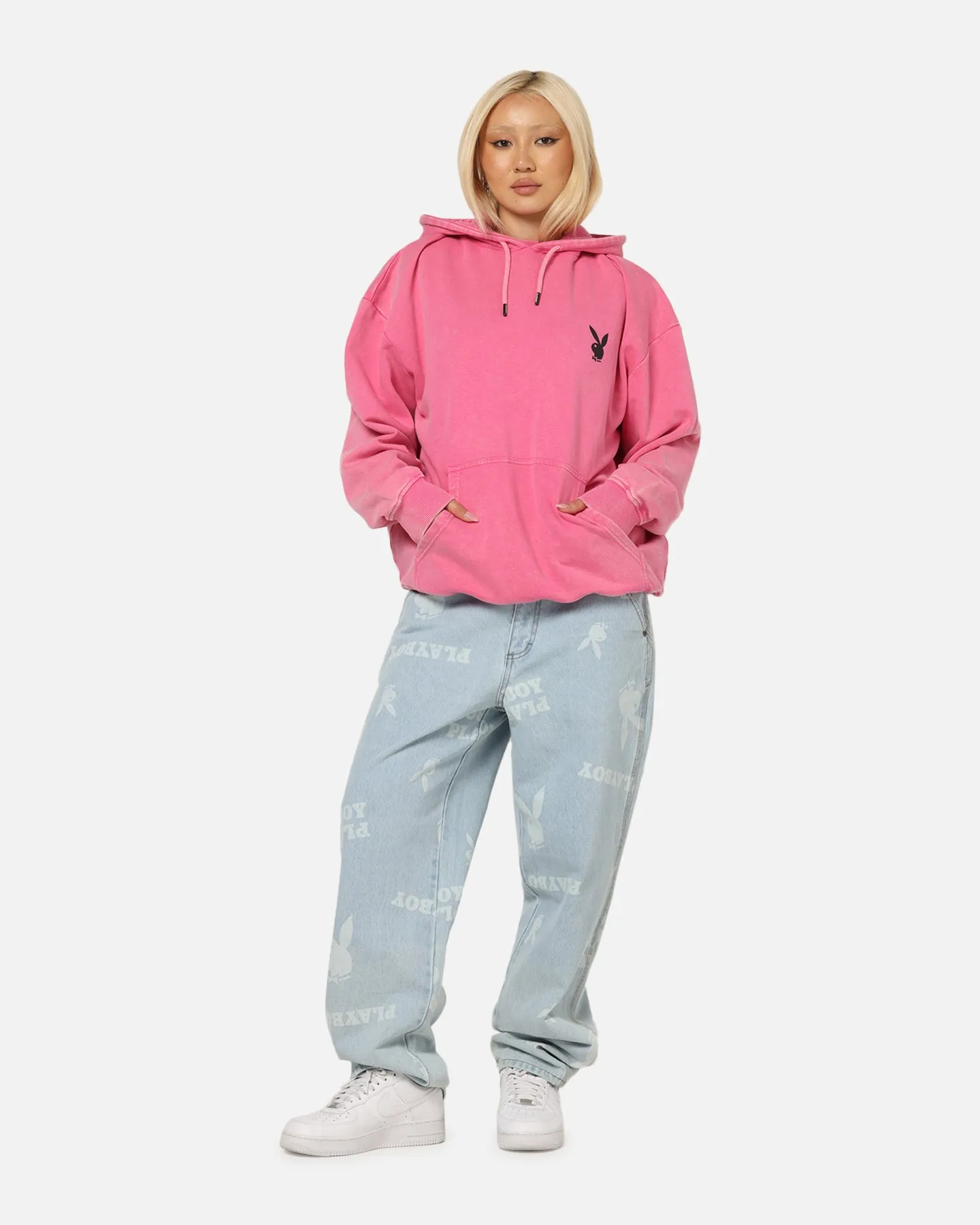 Playboy Stack Washed Hoodie Washed Raspberry Skater Vibe No Sag Shoulder Support