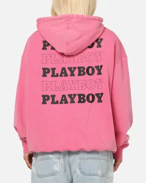 Playboy Stack Washed Hoodie Washed Raspberry Game day wear Dad Uniform