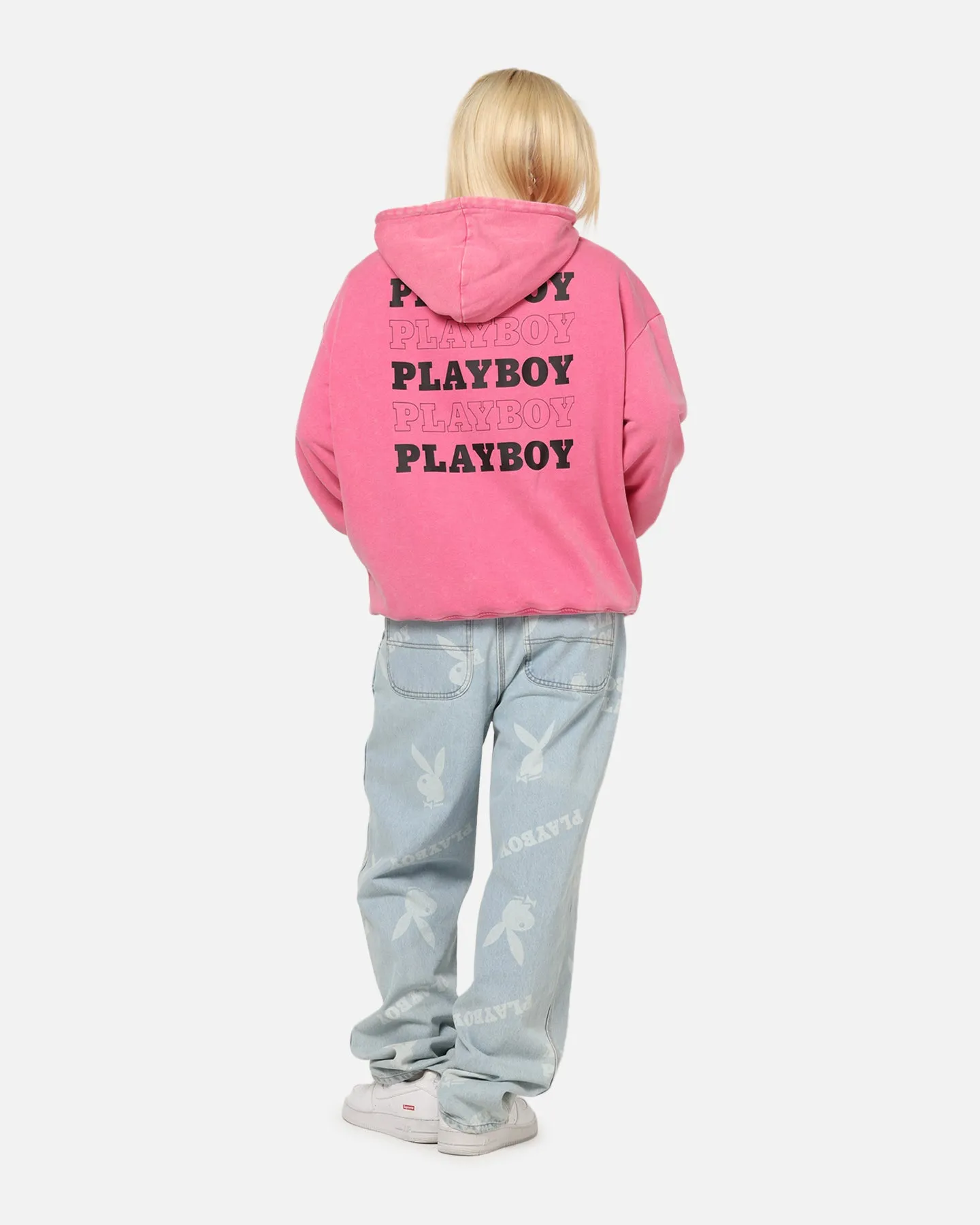 Everyday Use Playboy Stack Washed Hoodie Washed Raspberry
