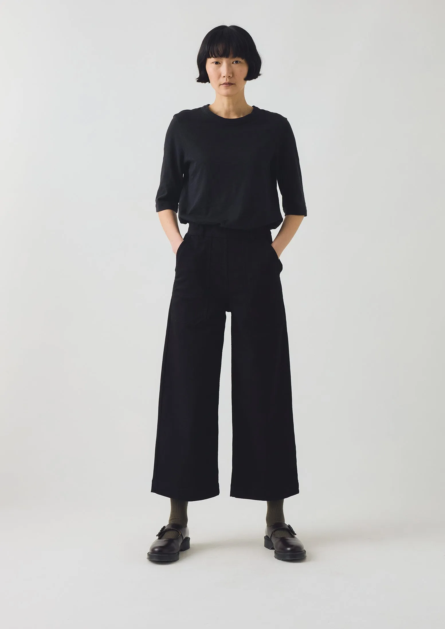 Low Maintenance Stain Resistant Weave Annie Organic Denim Side Button Jeans | Black