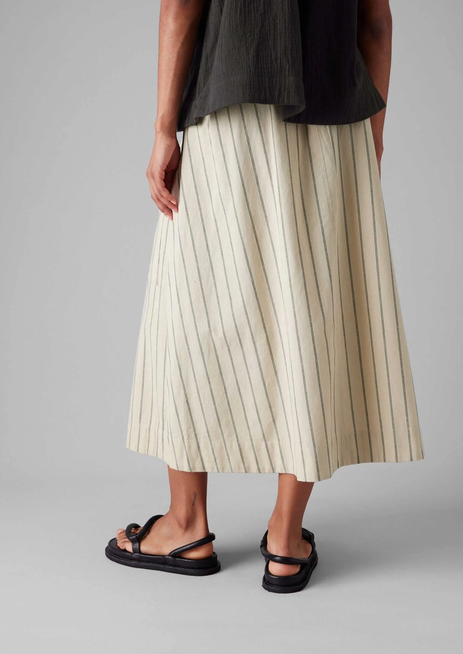 Stripe Cotton Patch Pocket Skirt | Sail Cloth Everyday Style