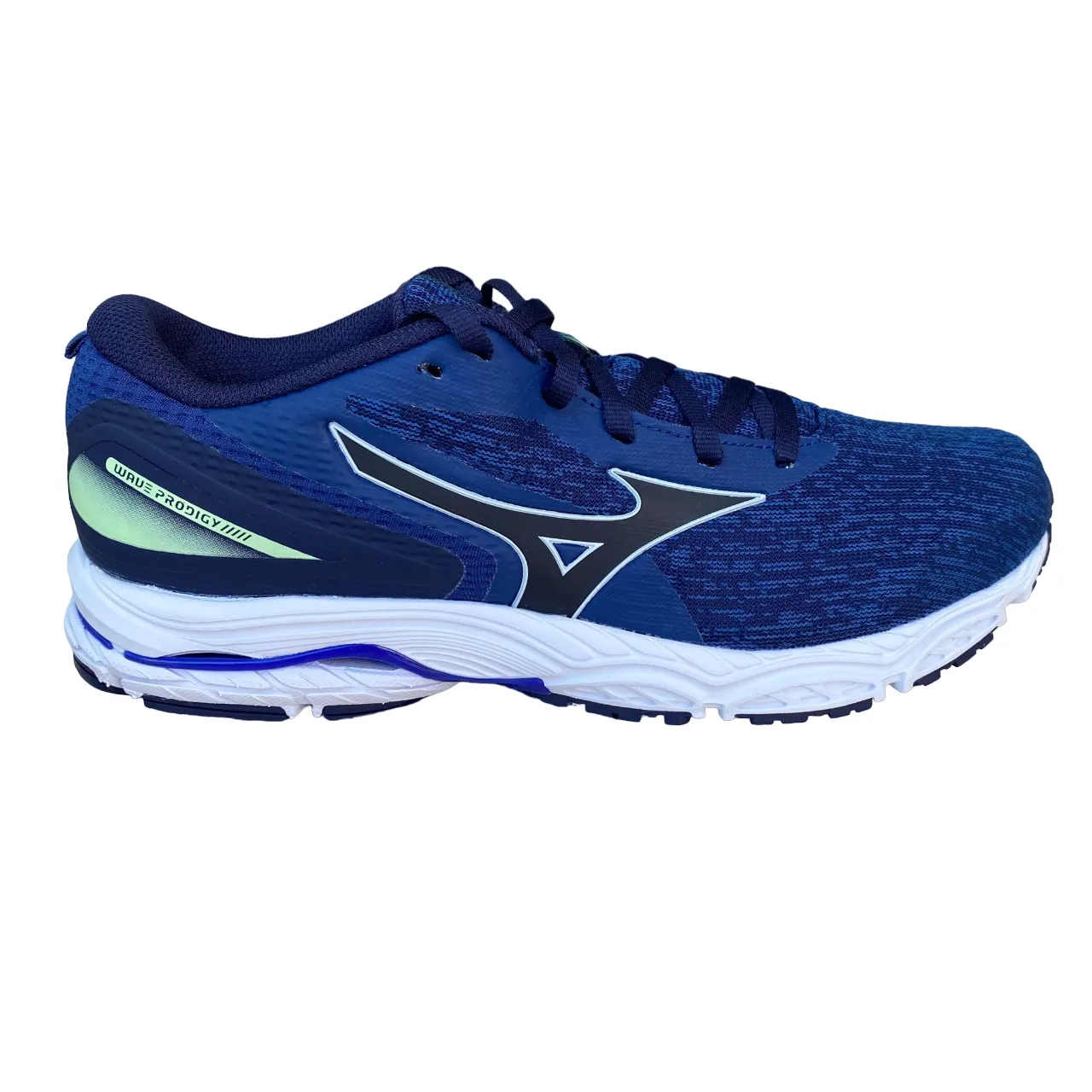 Lightweight Outsole Design Ergonomic Sole Contour Mizuno scarpa da corsa da uomo Wave Prodigy 5 J1GC231003 blu-bianco-verde