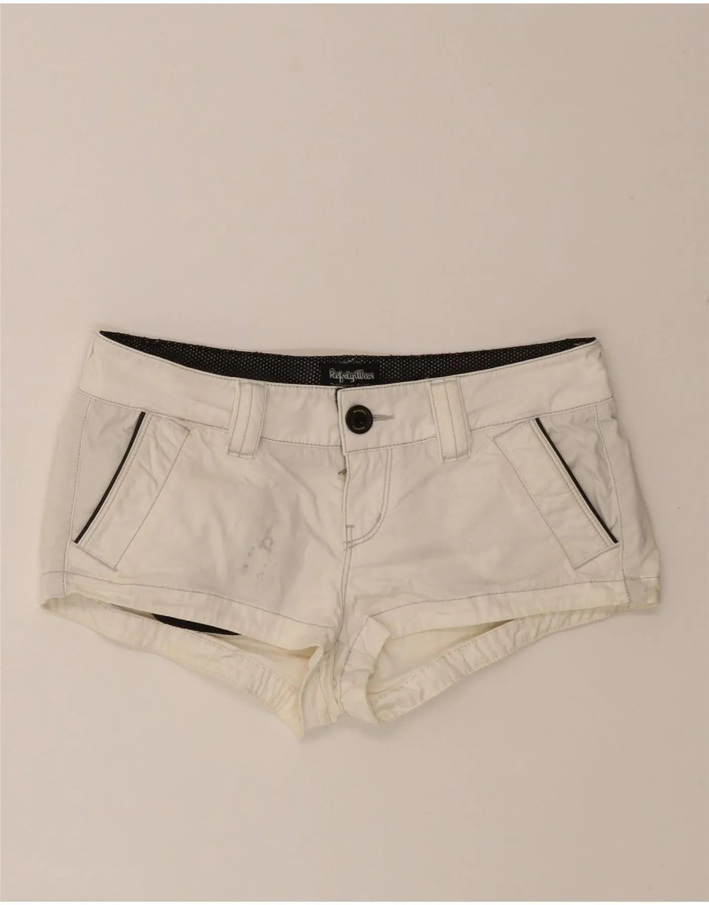 Minimal Waist fall shorts REFRIGIWEAR Womens Hot Pants W24 XS  White Cotton
