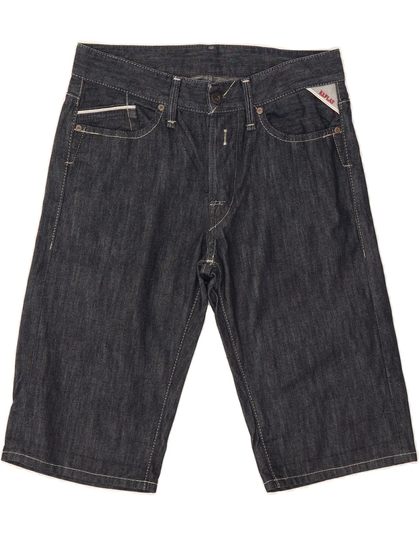 REPLAY Womens Denim Shorts W29 Medium Navy Blue Cotton QuickAccessPockets