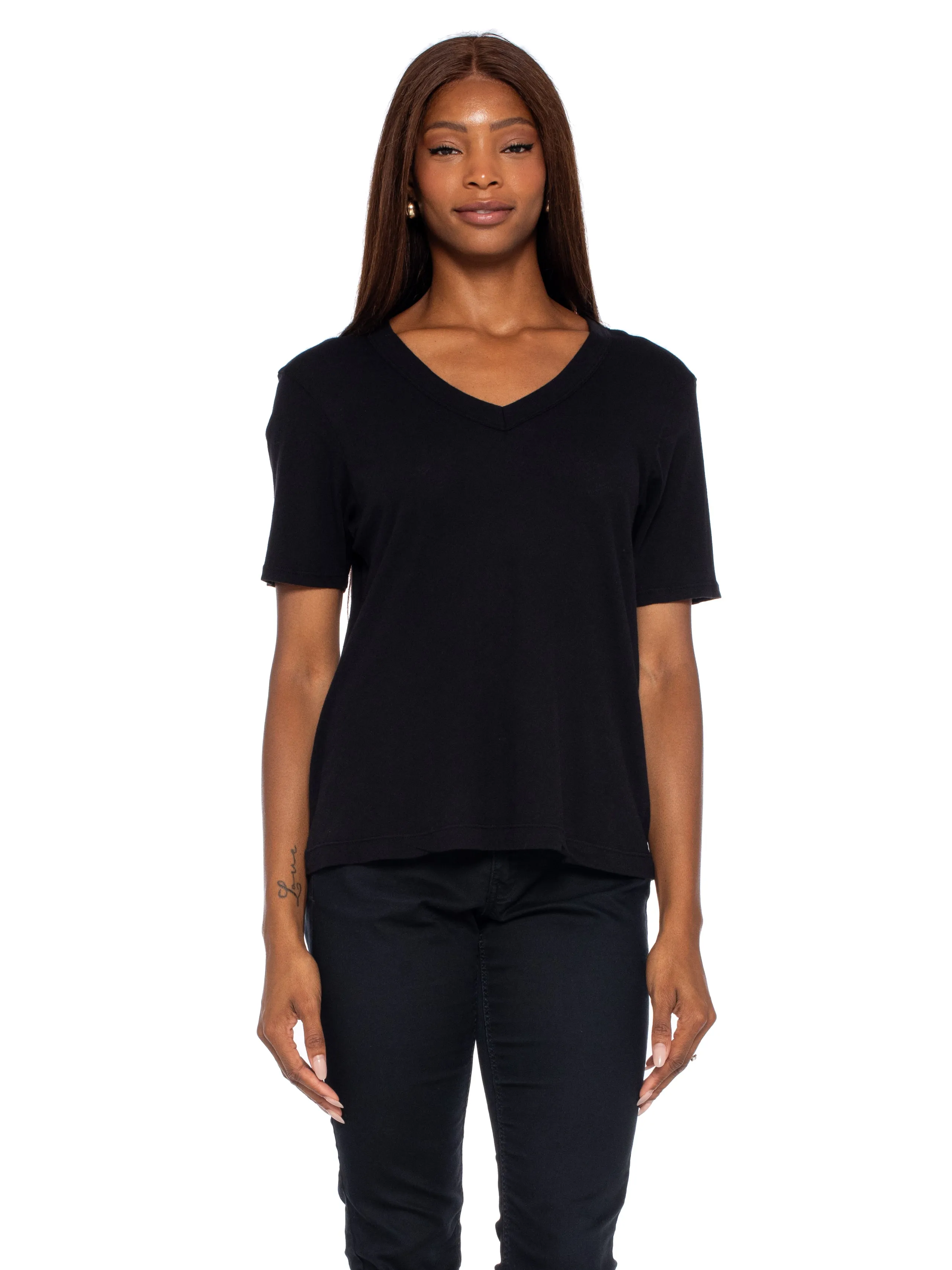 High V-Neck Slim Elbow Sleeve Chill Vibes