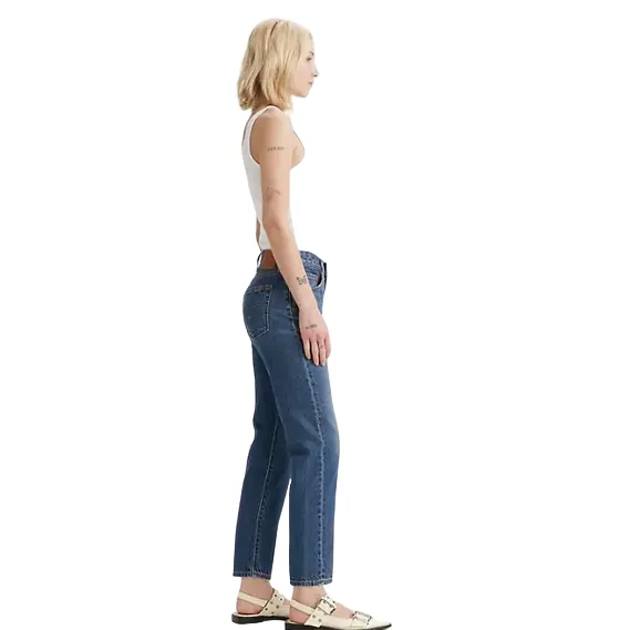 Wardrobe Staple Levi's pantalone jeans a vita alta con gamba dritta 501 accorciato A87460001 blu