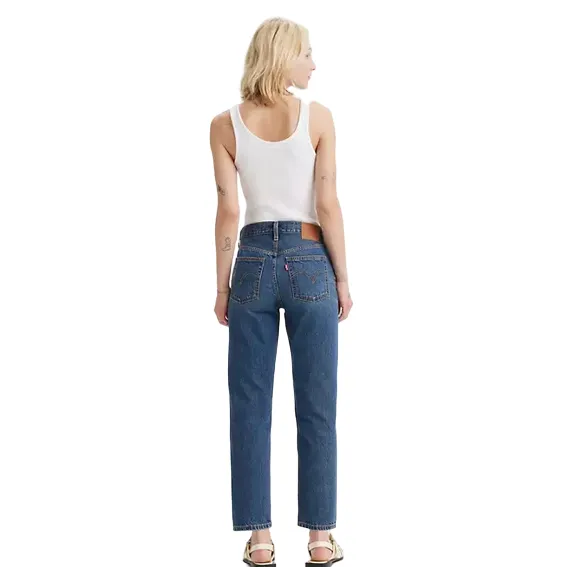 Levi's pantalone jeans a vita alta con gamba dritta 501 accorciato A87460001 blu Straight Leg Design