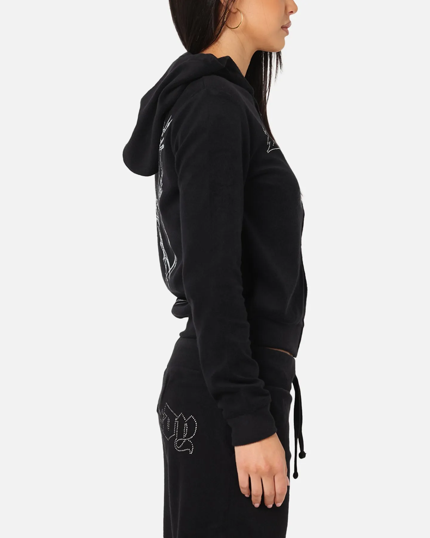 Ed Hardy Women's Raver Cropped Hoodie Black Street Ease