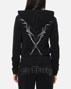 Thermal Insulation Ed Hardy Women's Raver Cropped Hoodie Black