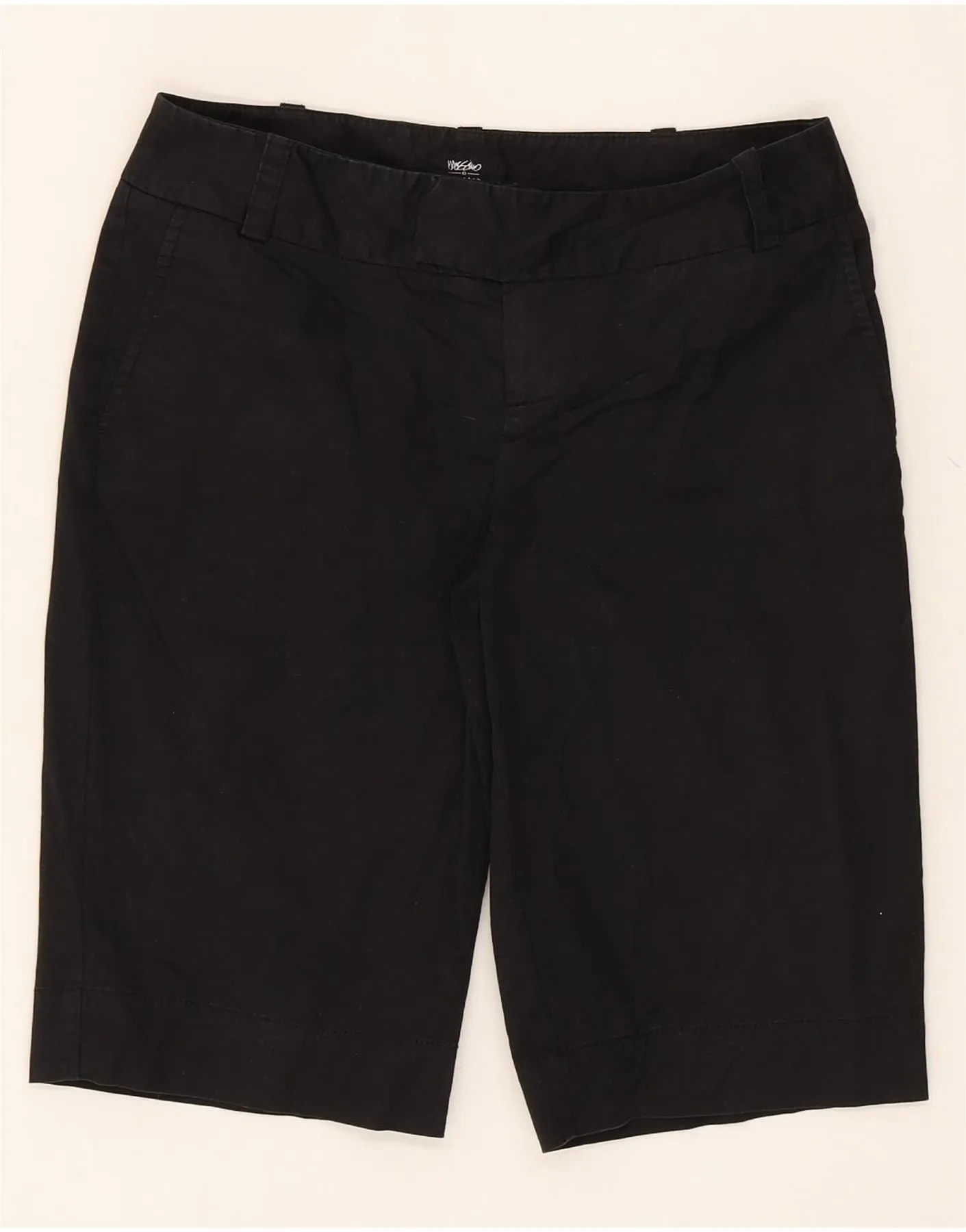 MOSSIMO Womens Stretch Bermuda Chino Shorts US 2 XS W28  Black Cotton Hidden Storage Compartment