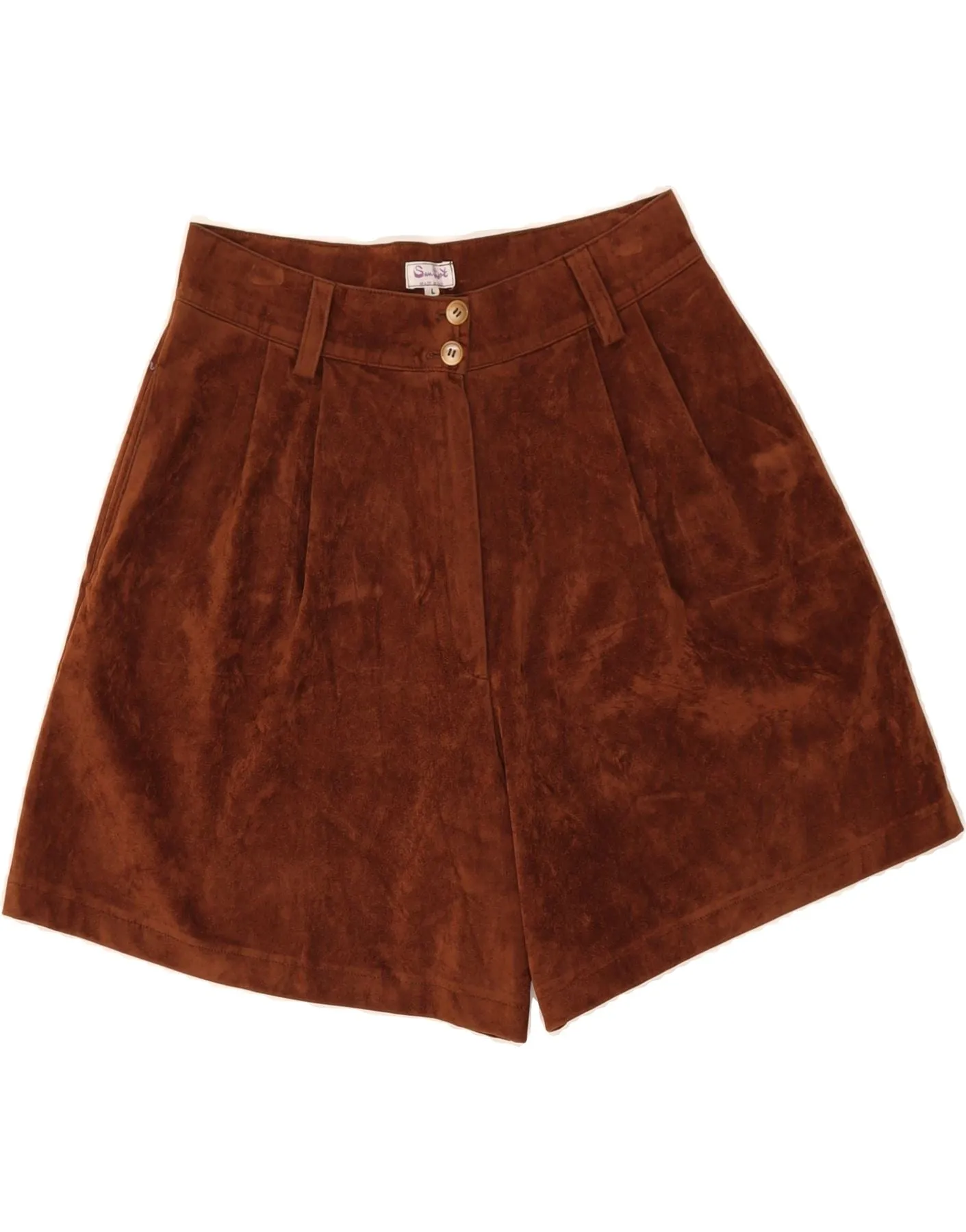 VINTAGE Womens Suede Pegged Shorts Large W28 Brown Durable Hemming