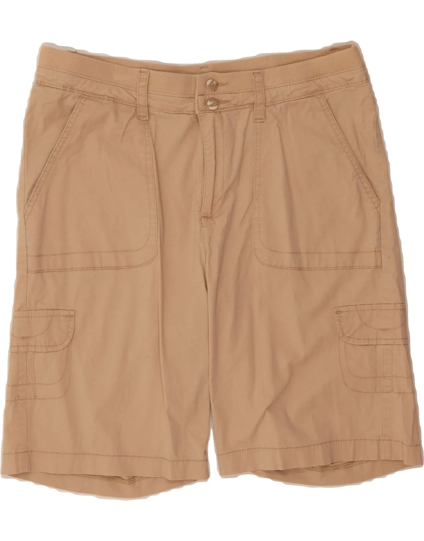 LEE Womens Relaxed Fit Cargo Shorts US 14 XL W34 Beige Cotton FasteningLoops