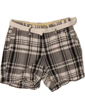 DOCKERS Womens Chino Shorts US 4 Small W30 Grey Check Linen Breeze Flow Anti Pilling Surface