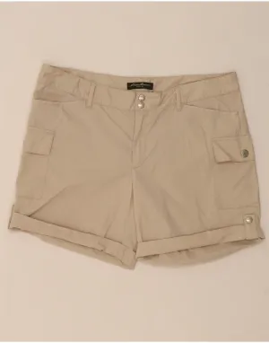 EDDIE BAUER Womens Cargo Shorts US 12 Large W36  Beige Cotton Contoured Cuff Design