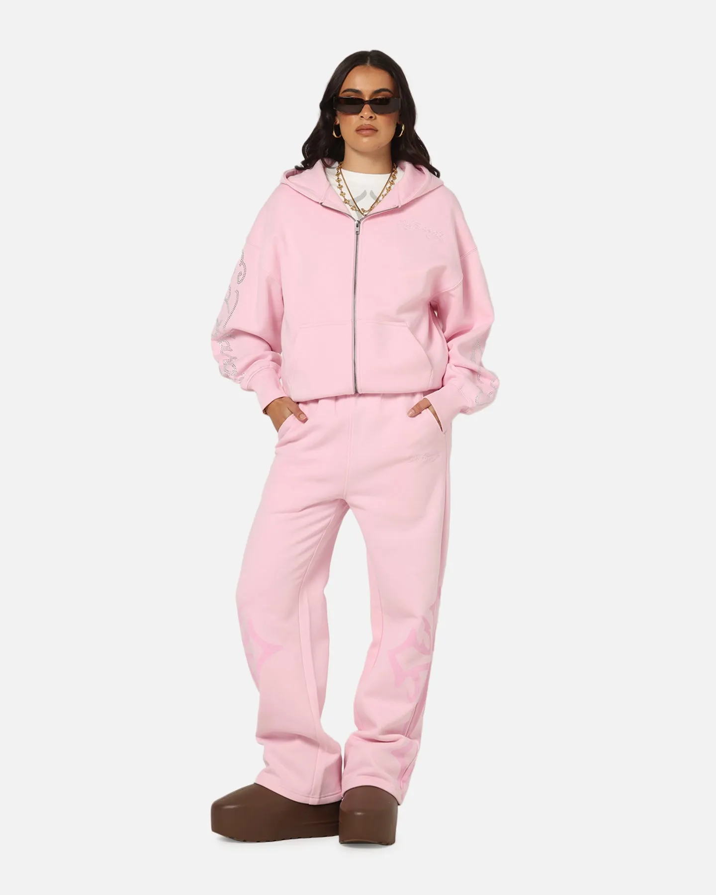 Ed Hardy Trinity Zip Hoodie Pink winter clothing Minimalist Stitching