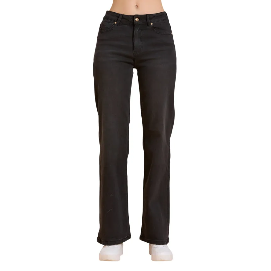 Light Touch Griffai - Jeans Donna DGF5821 Nero - Pantalone Flare a Palazzo