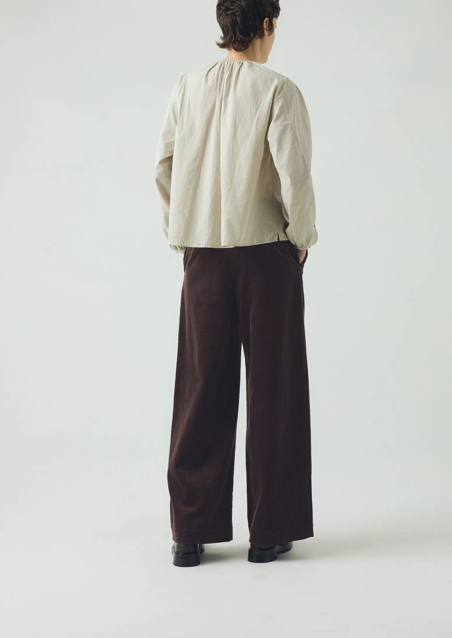 Comfortable Wear Wide Leg Organic Cord Pants | Java