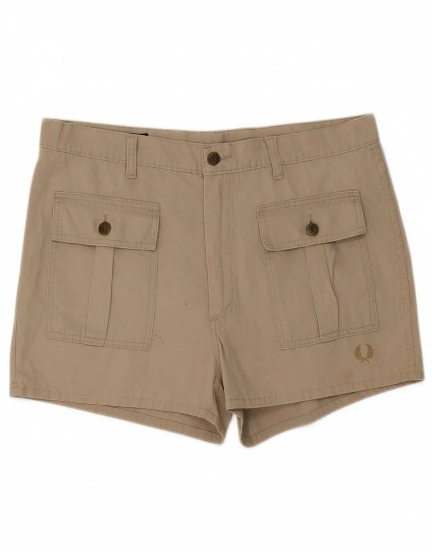 FRED PERRY Womens Casual Shorts W38 XL Grey petite size Luxury Brand