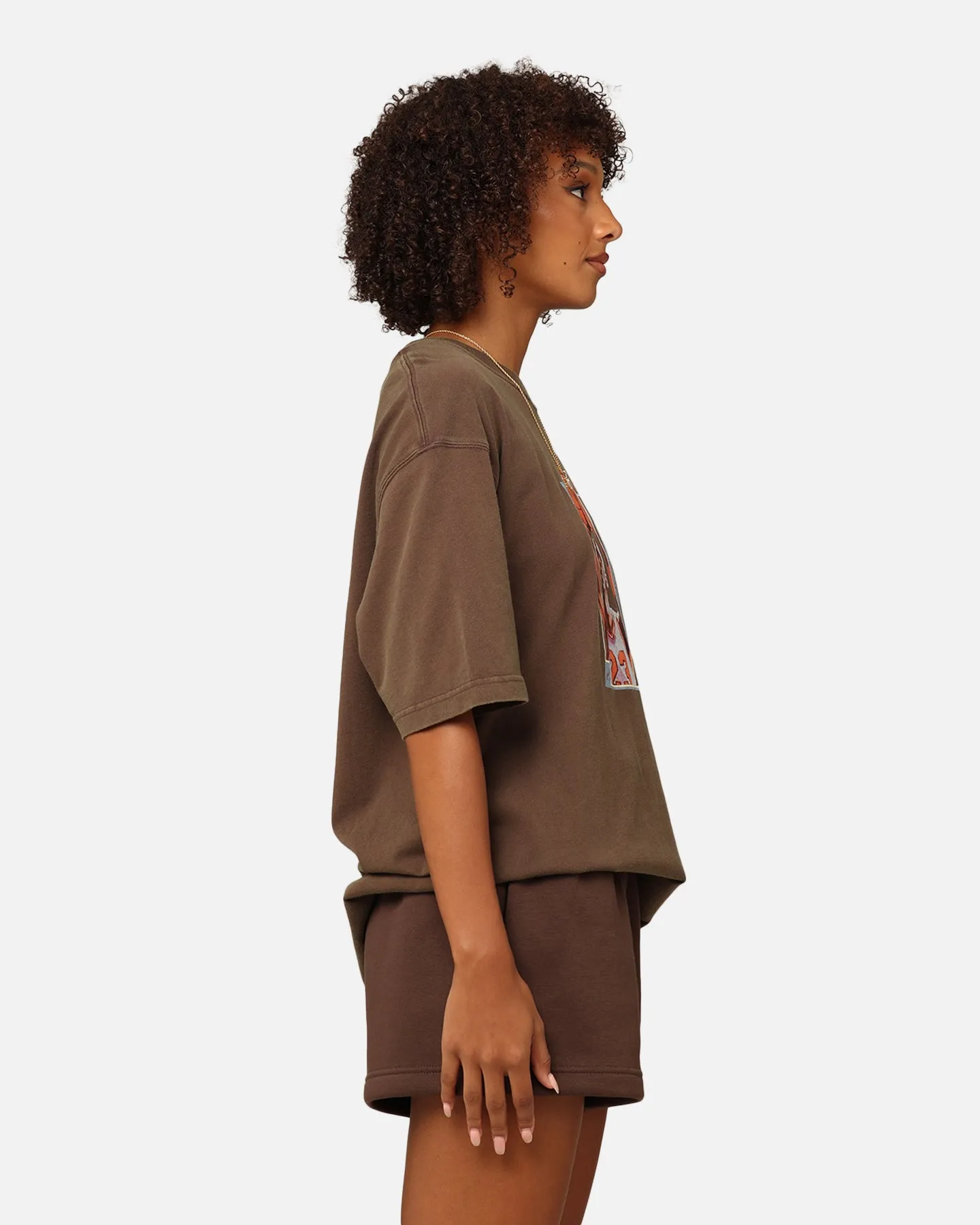 fade resistant color NonIronTechnology Jordan Women's Oversized Graphic T-Shirt Baroque Brown/Legend Coffee
