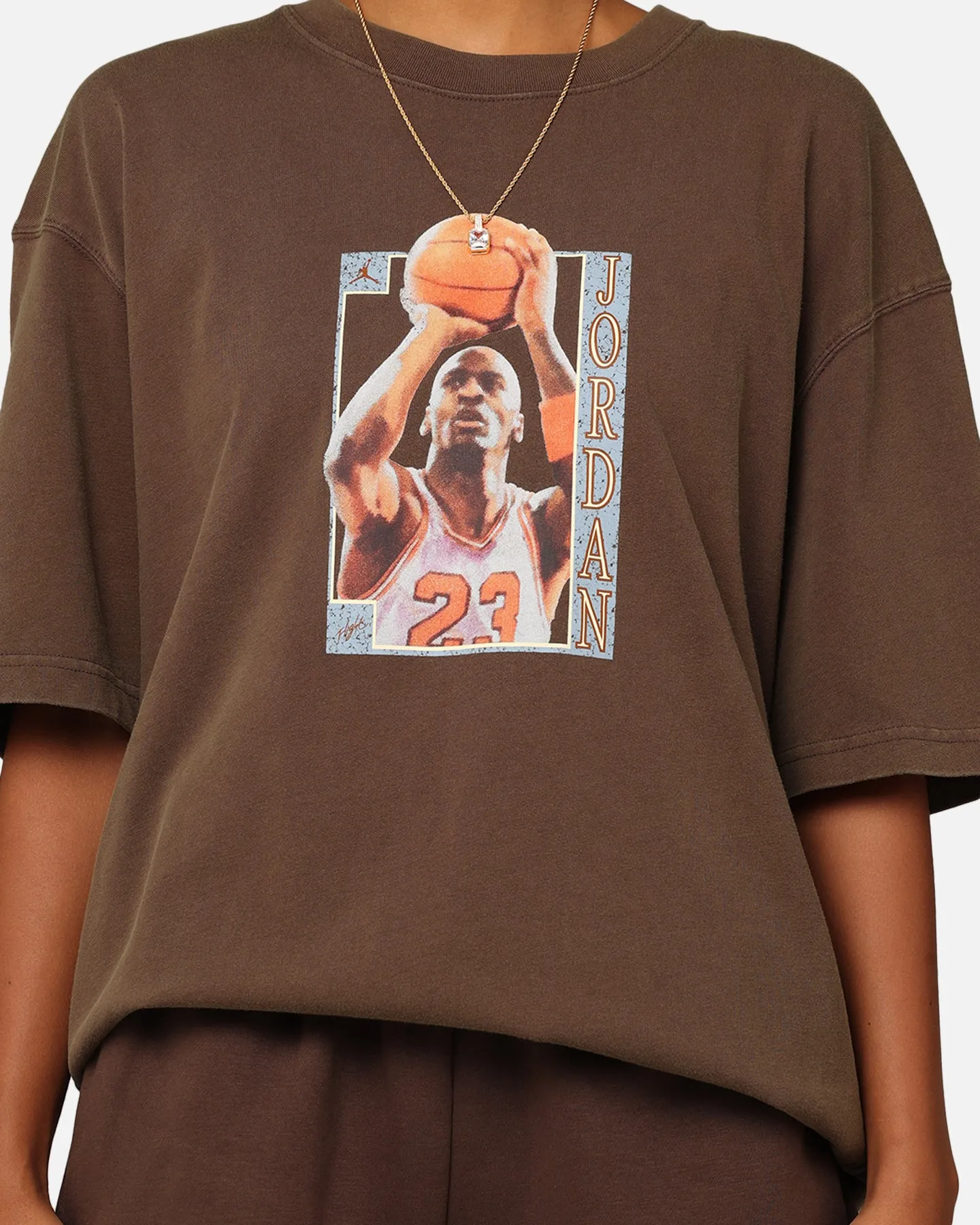 Cold Wash Optimized Soft Breathable Jordan Women's Oversized Graphic T-Shirt Baroque Brown/Legend Coffee