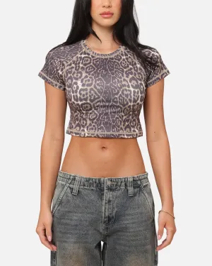 Active Comfort Wear XXIII Women's Boiler Room Crop T-Shirt Leopard
