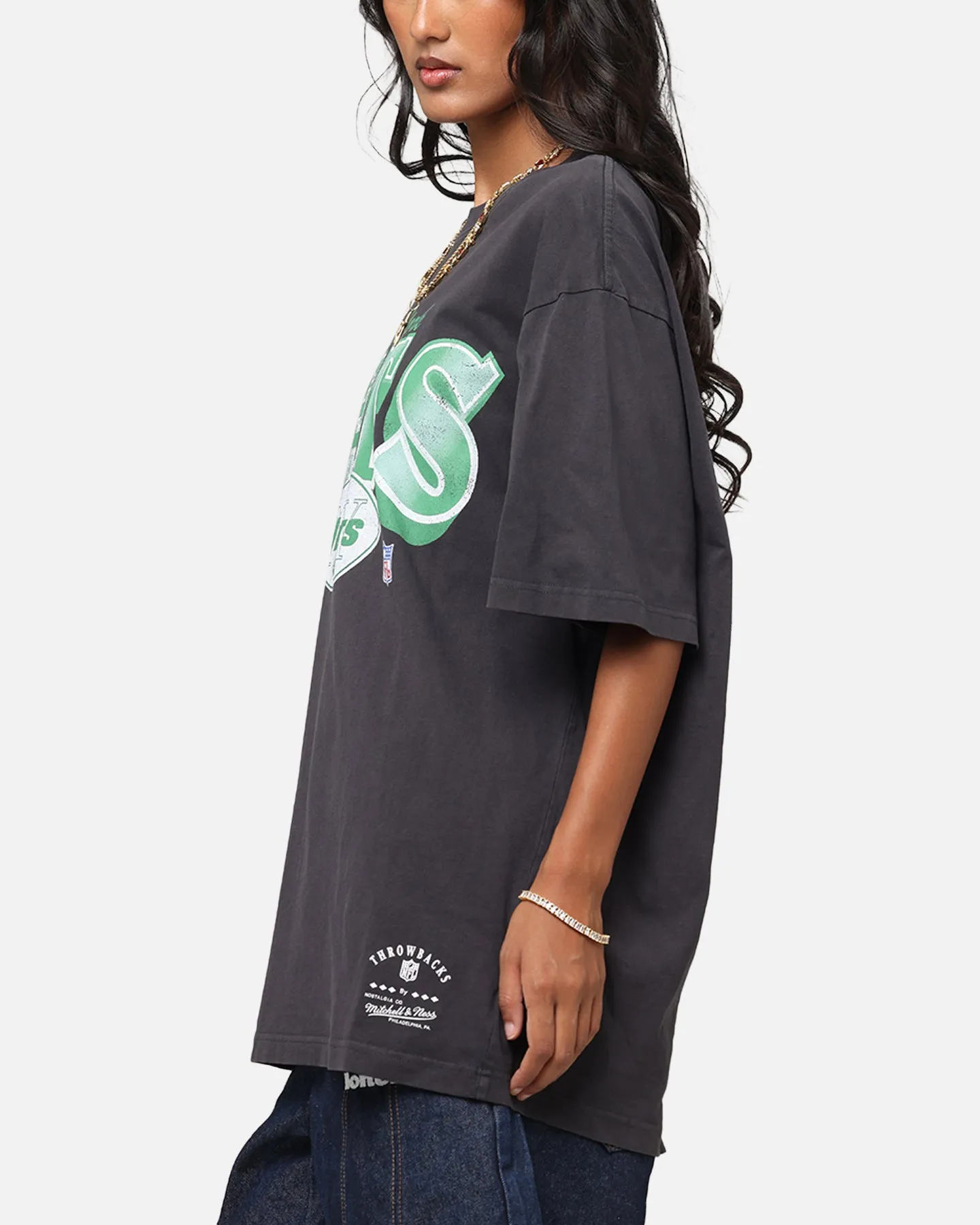 Mitchell & Ness New York Jets Arch T-Shirt Faded Black Lightweight Fashion Simple Yet Elegant