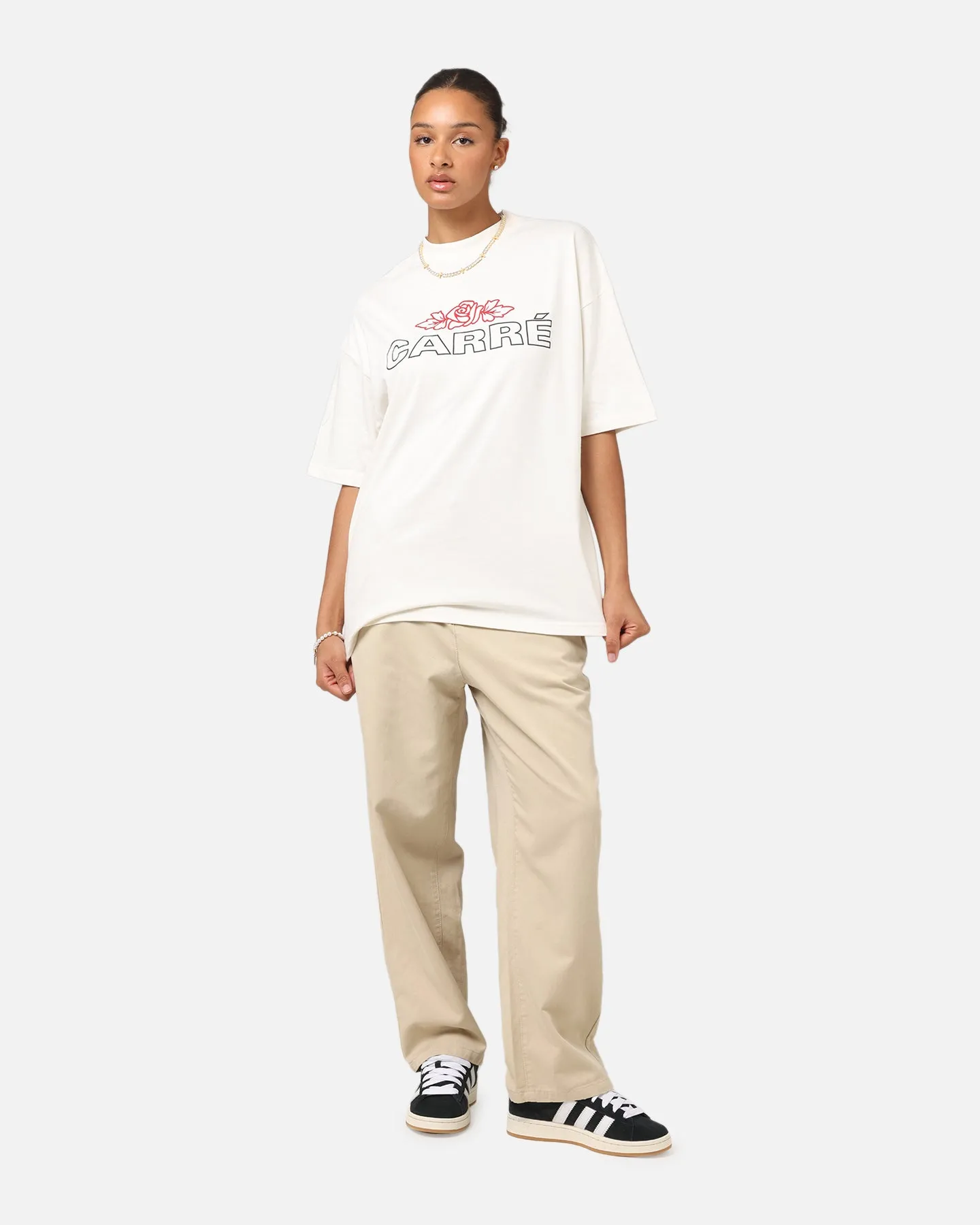 Carre Rosebud Mock Neck T-Shirt Off White Relaxed Comfort Fit Easy Style