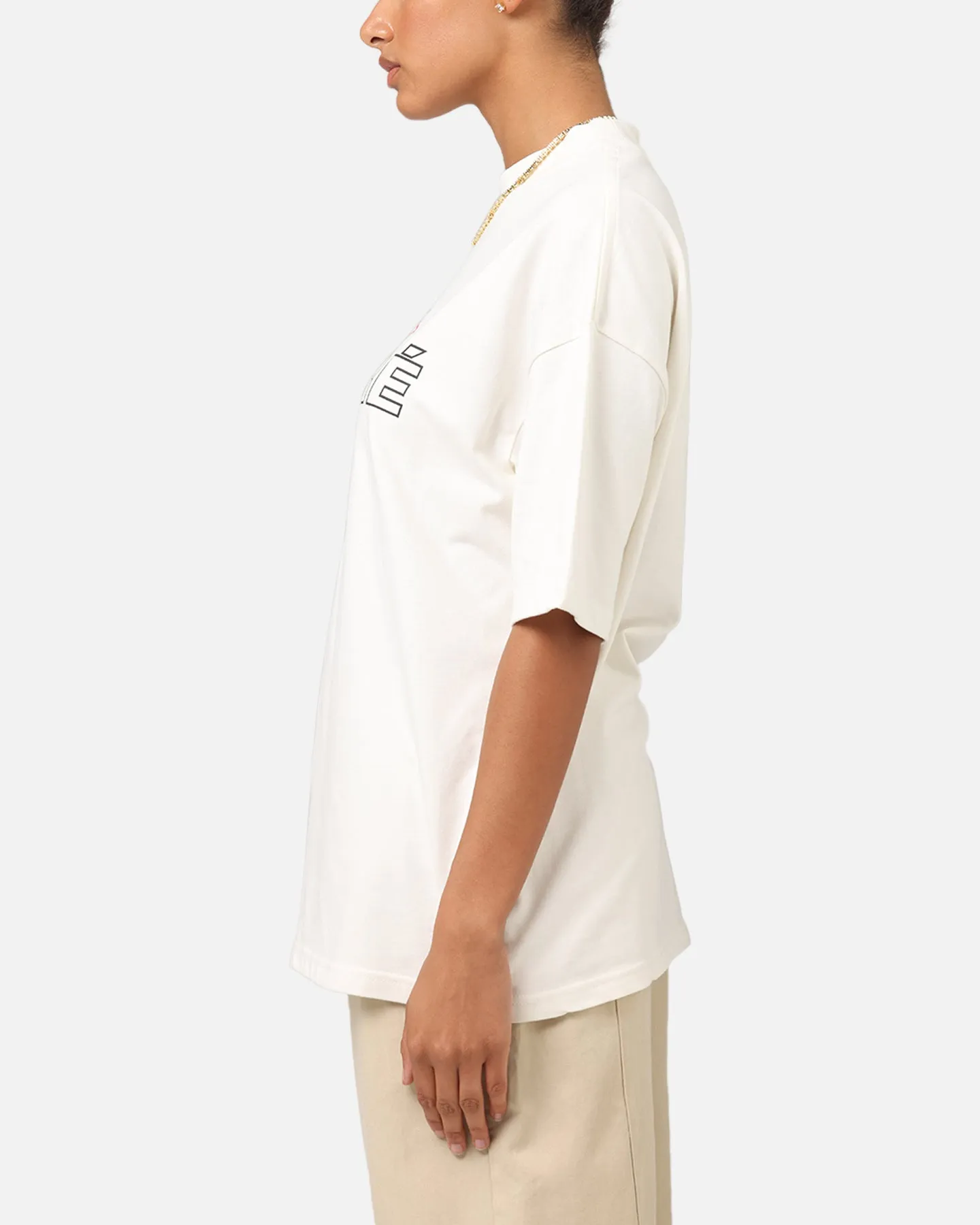 Carre Rosebud Mock Neck T-Shirt Off White UV Protective Fabric