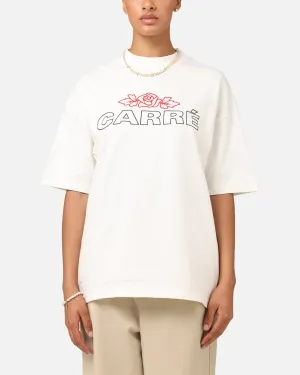 Versatile Design Carre Rosebud Mock Neck T-Shirt Off White