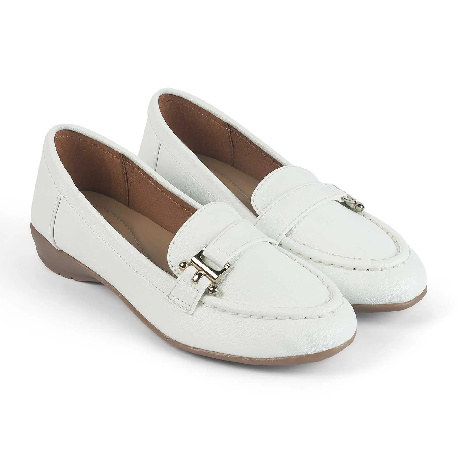 Tresmode Lasi White Women's Casual Loafers Knit Upper