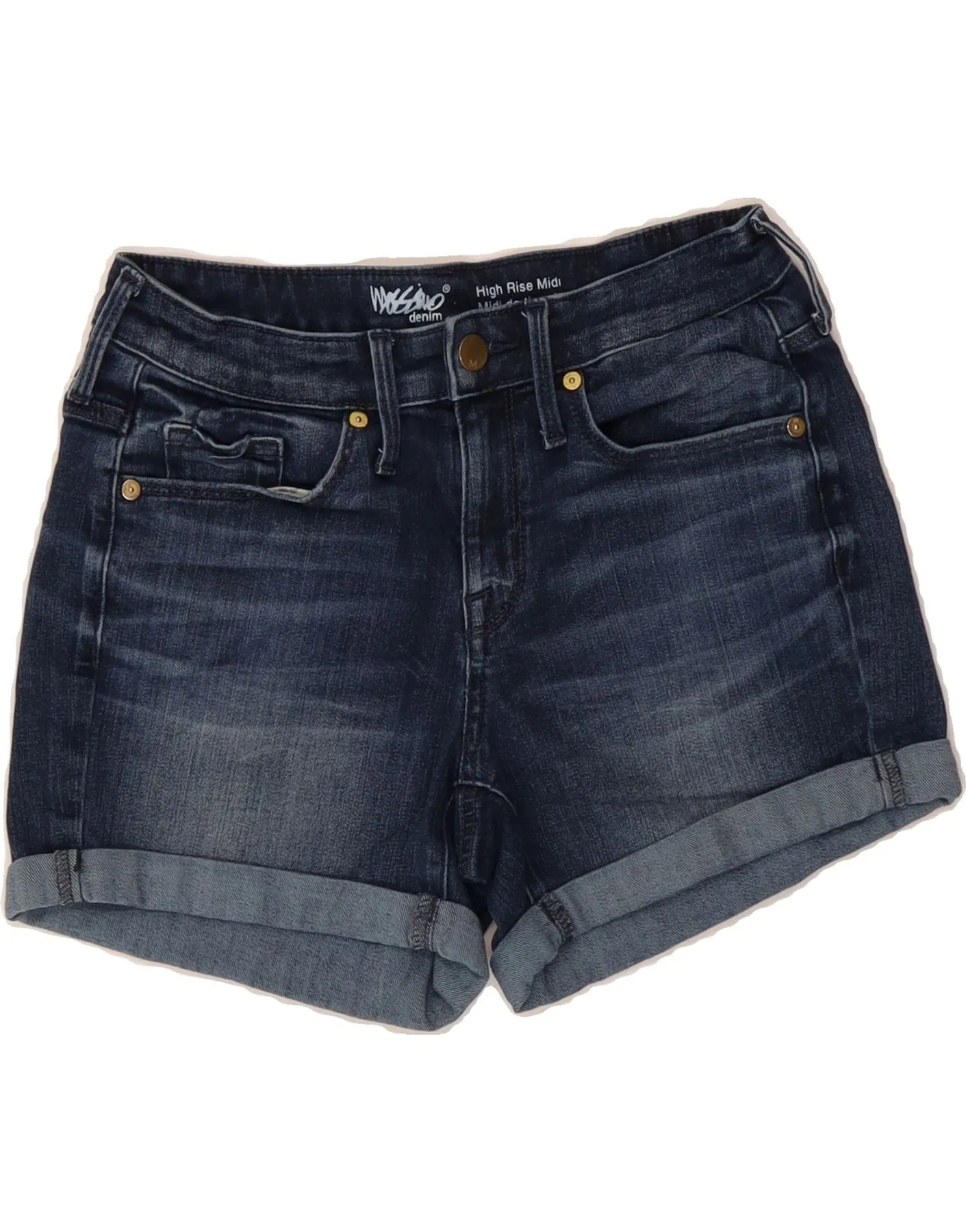 MOSSIMO Womens Super Strech High Waist Denim Shorts US 2 XS W26  Blue Slim Layer Warm Weather Wear