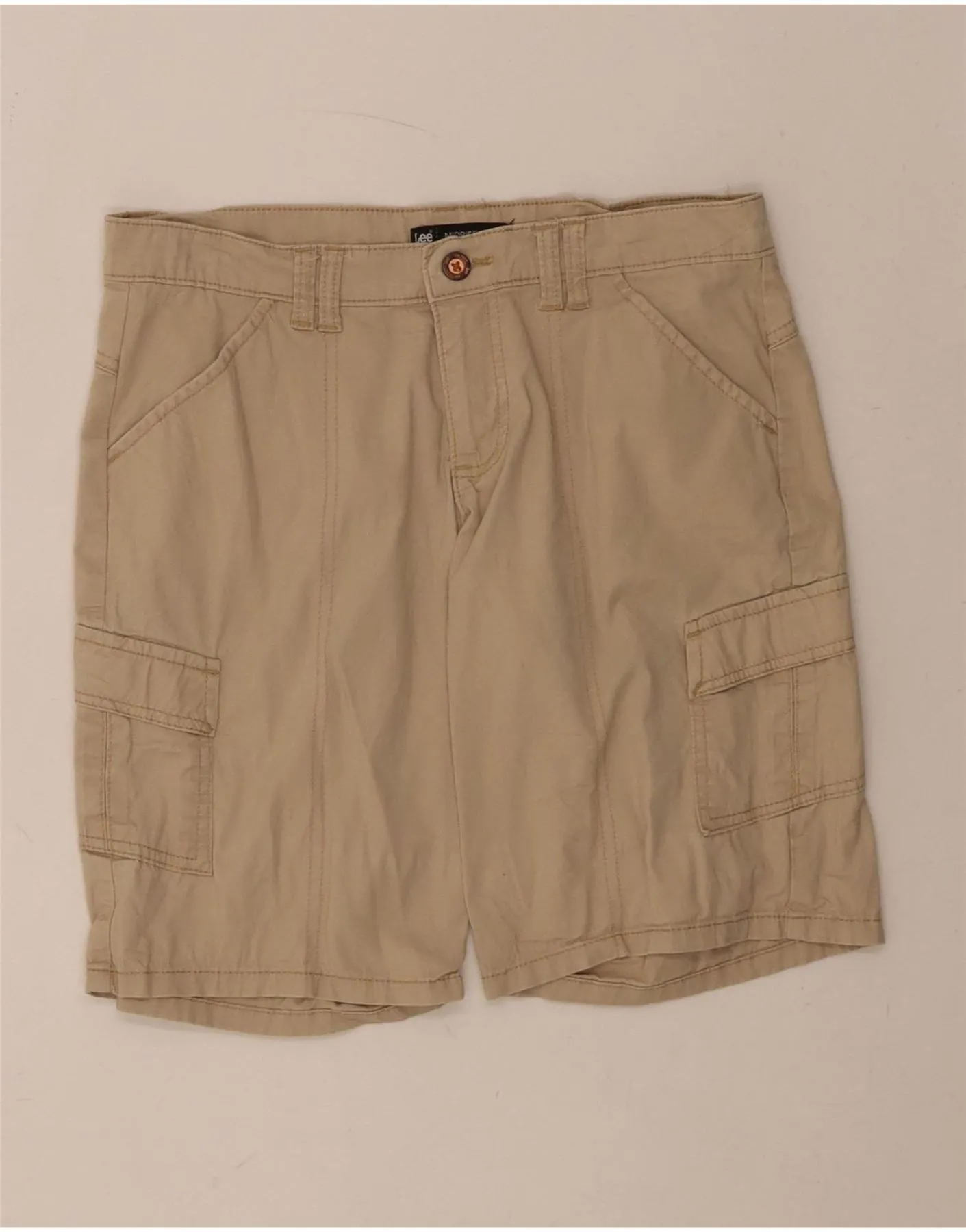 Quick Evaporation Fabric LEE Womens Mid Rise Cargo Shorts US 4 Small W30  Khaki Cotton