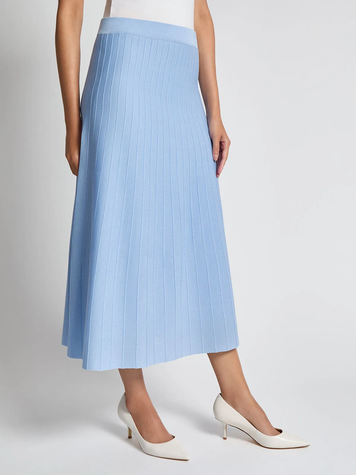 Daily Wear Ribbed A-Line Knit Maxi Skirt, Arctic - Vanity Fit